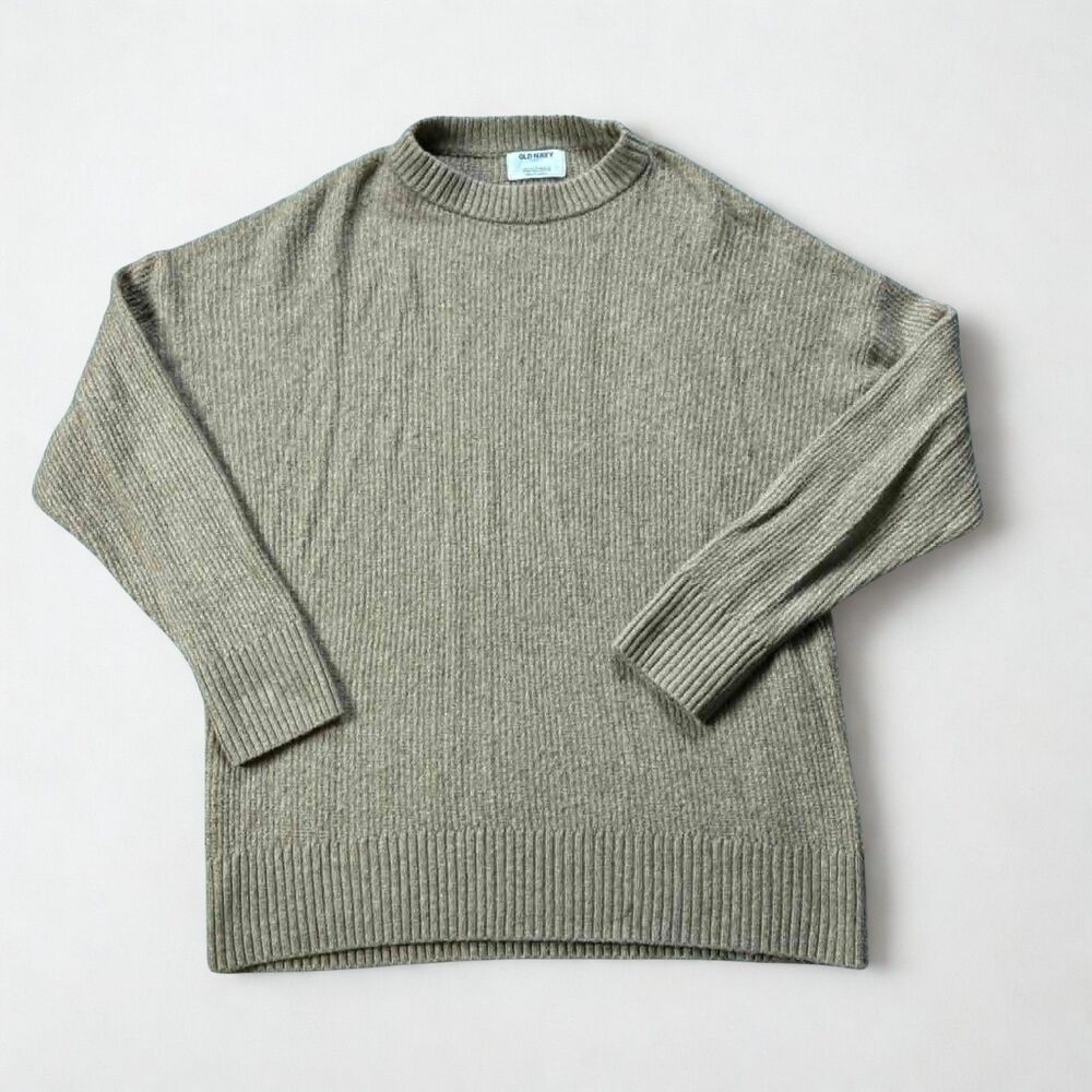 Old Navy SoSoft Sweater Womens L Beige Ribbed Knit Crewneck Soft Stretch Pullove